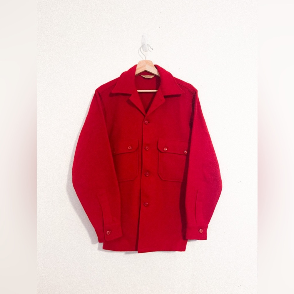 Vintage 60s/70s Boy Scouts Of America Official Red Jacket Sz 38 100% Wool Shirt